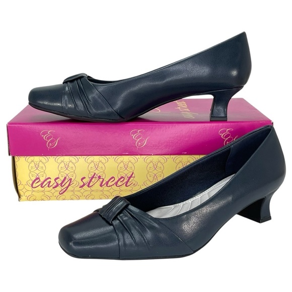 easy street Shoes - Easy Street Waive Navy Faux Leather Womens Pumps Size 7.5W